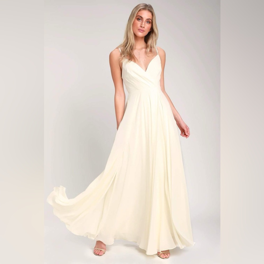 Lulu's All About Love Cream Maxi Dress